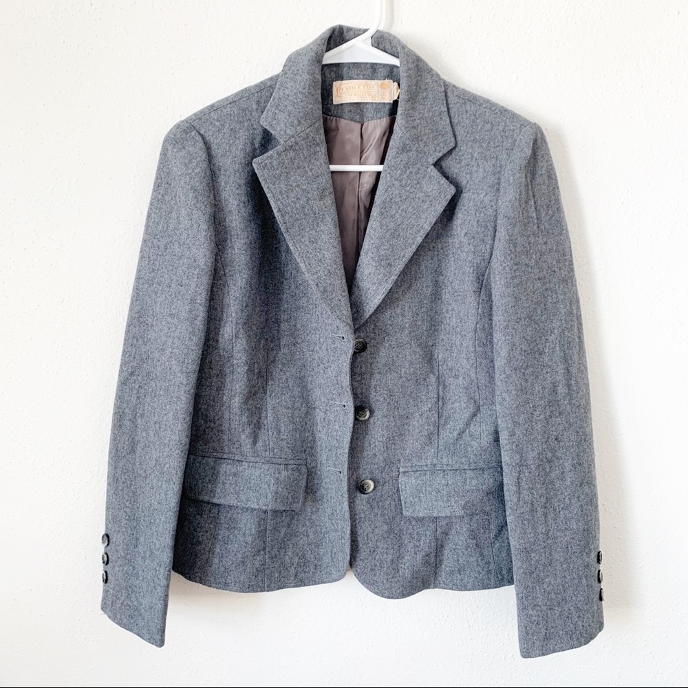 Pendleton vintage gray wool 3 button blazer 8